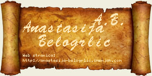 Anastasija Belogrlić vizit kartica